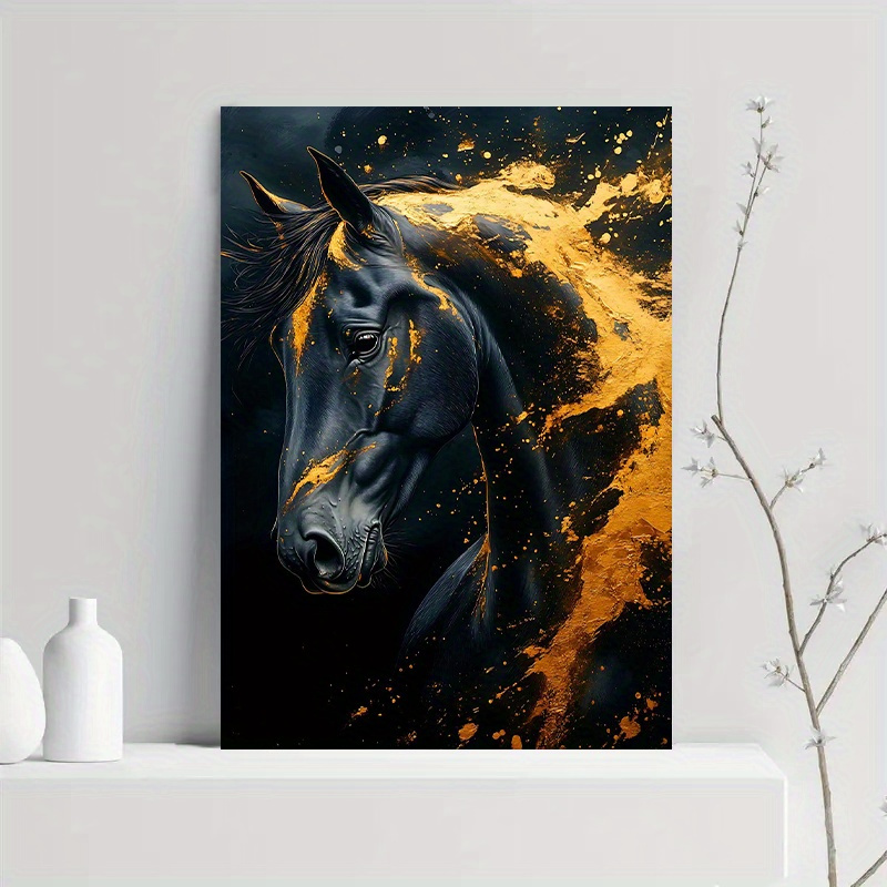 Toile d'art mural cheval noir  - Canvas Wrap Ready avis et prix